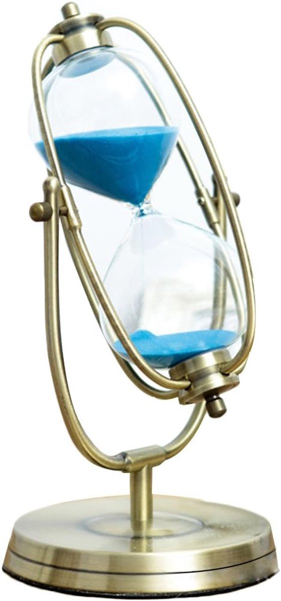 Klok Zandglas Zandloper voor Decoratie Keuken Koken of Onderwijs Timer Roterend Metaal Brons 30MIN in Blauw