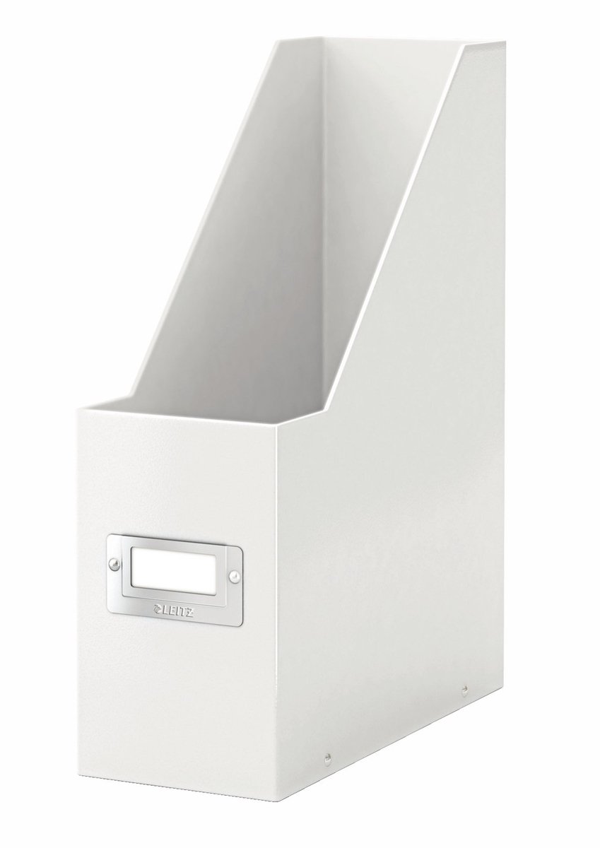 Leitz Tijdschriftenhouder A4 - Click & Store Opbergbox - Ruimtebesparende Documentenhouder voor Tijdschriften, Mappen & Papierwerk - Stevige Bureau Organizer - Wit