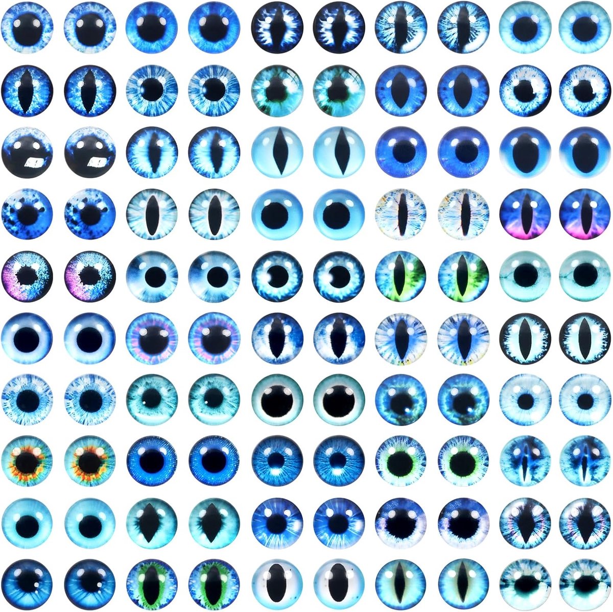 Ogen 12mm Blauw Rond Glas Cabochon 50 Stijlen Dragon Eyes Veiligheidsogen voor Dieren Poppen Maken