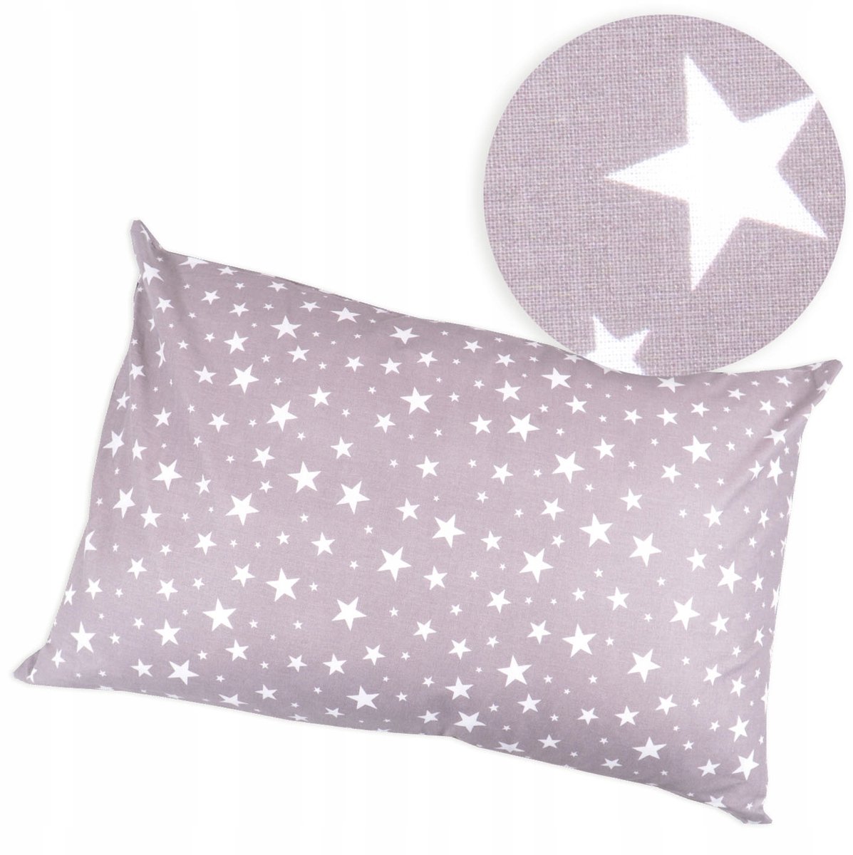Kussensloop 70x80 cm - Sterrenpatroon Grijs met Ritssluiting