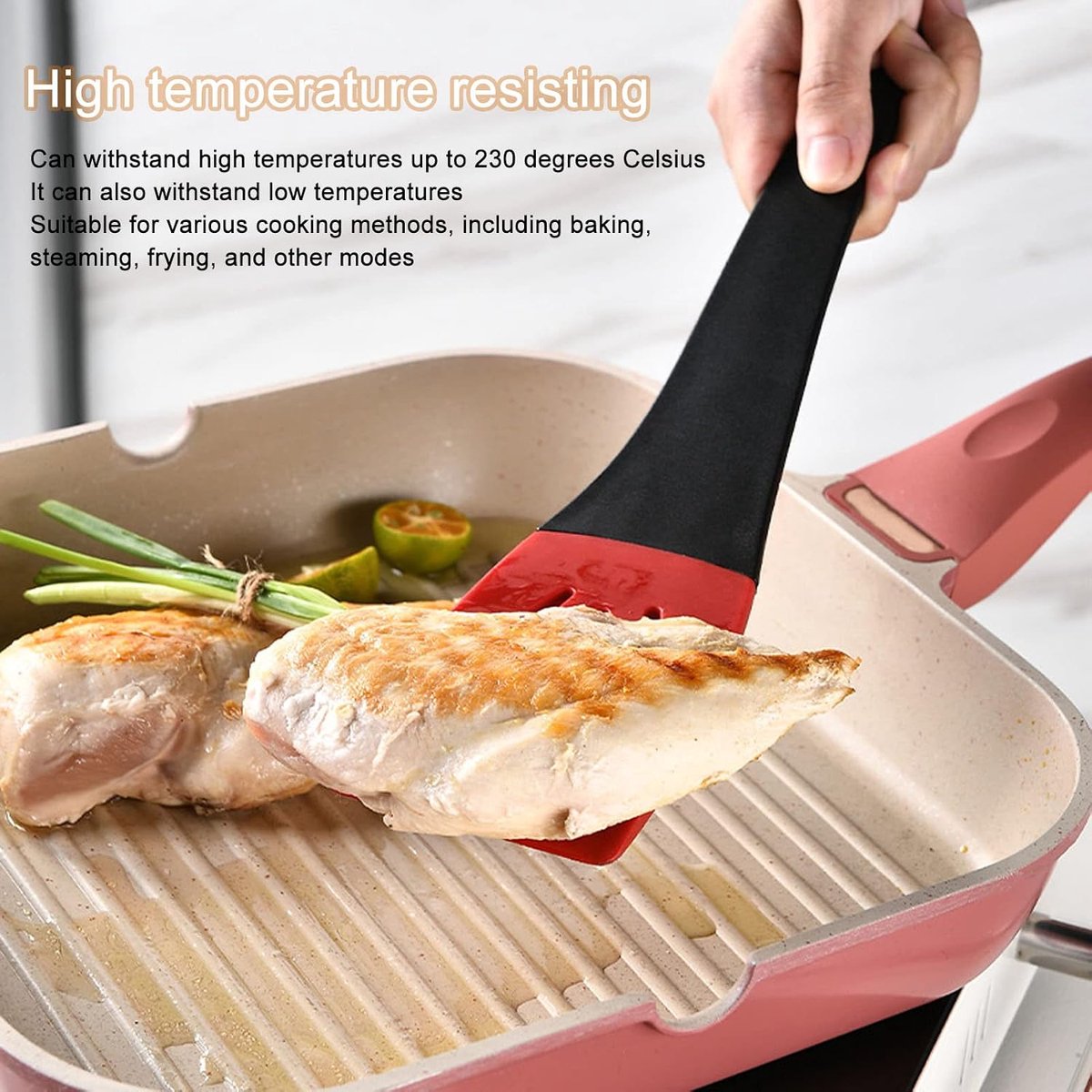 Dailygoody - Keuken Tang - Multifunctionele Spatel - Hittebestendig en Praktisch - Rood Zwart - Voedselclip - Ideaal voor Thuis en Restaurant - 3-in-1..