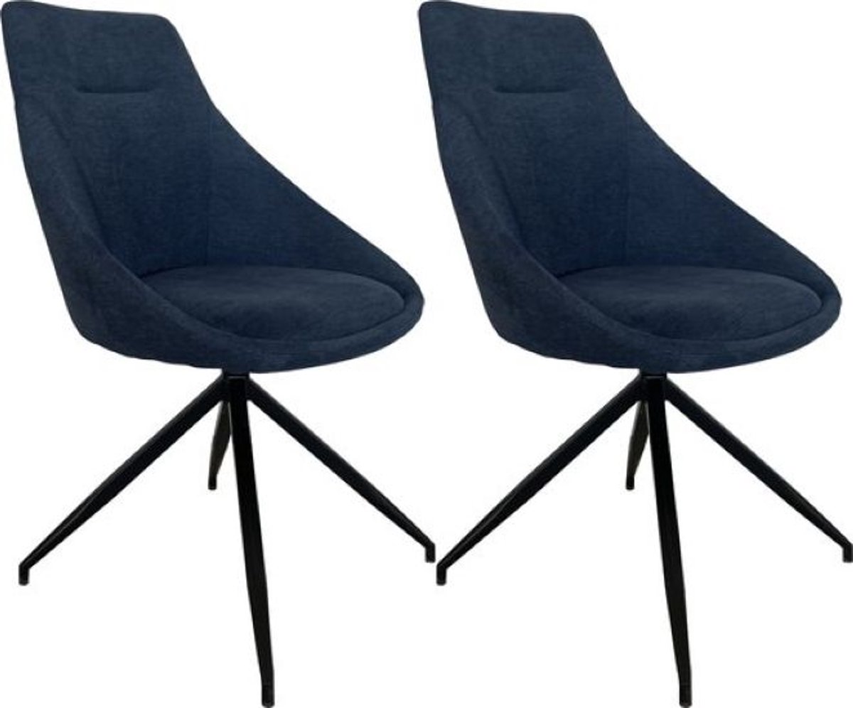 Lina® Lex Eetkamerstoelen -360 Graden- Blauw - Set van 2 - Stof