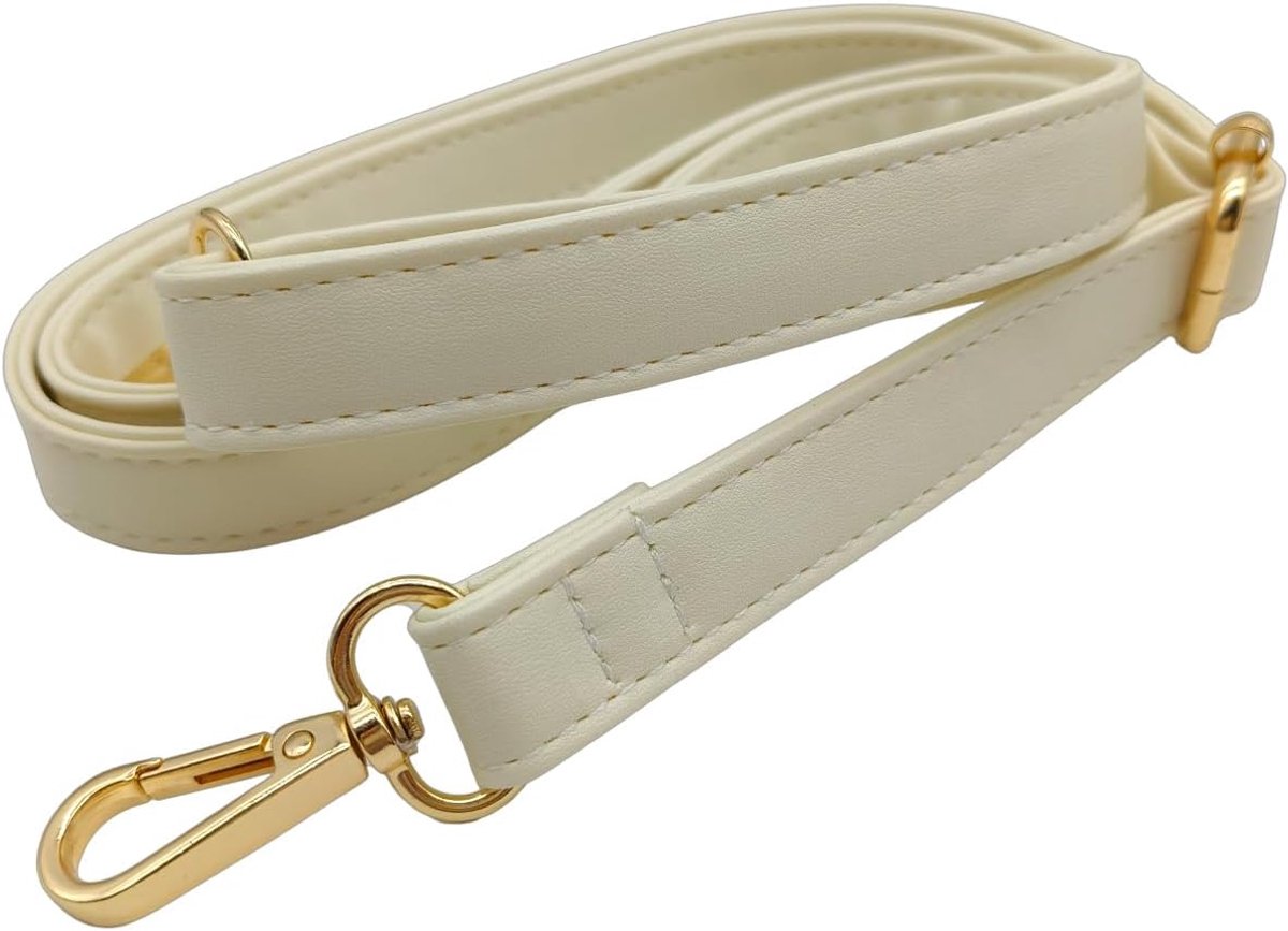 Vervangende riem van PU-leer voor dames, 90-125 cm, vervangende riem voor tas met gouden karabijnhaak, riem voor crossbody/tas, 1,9 cm, 1706 (beige)