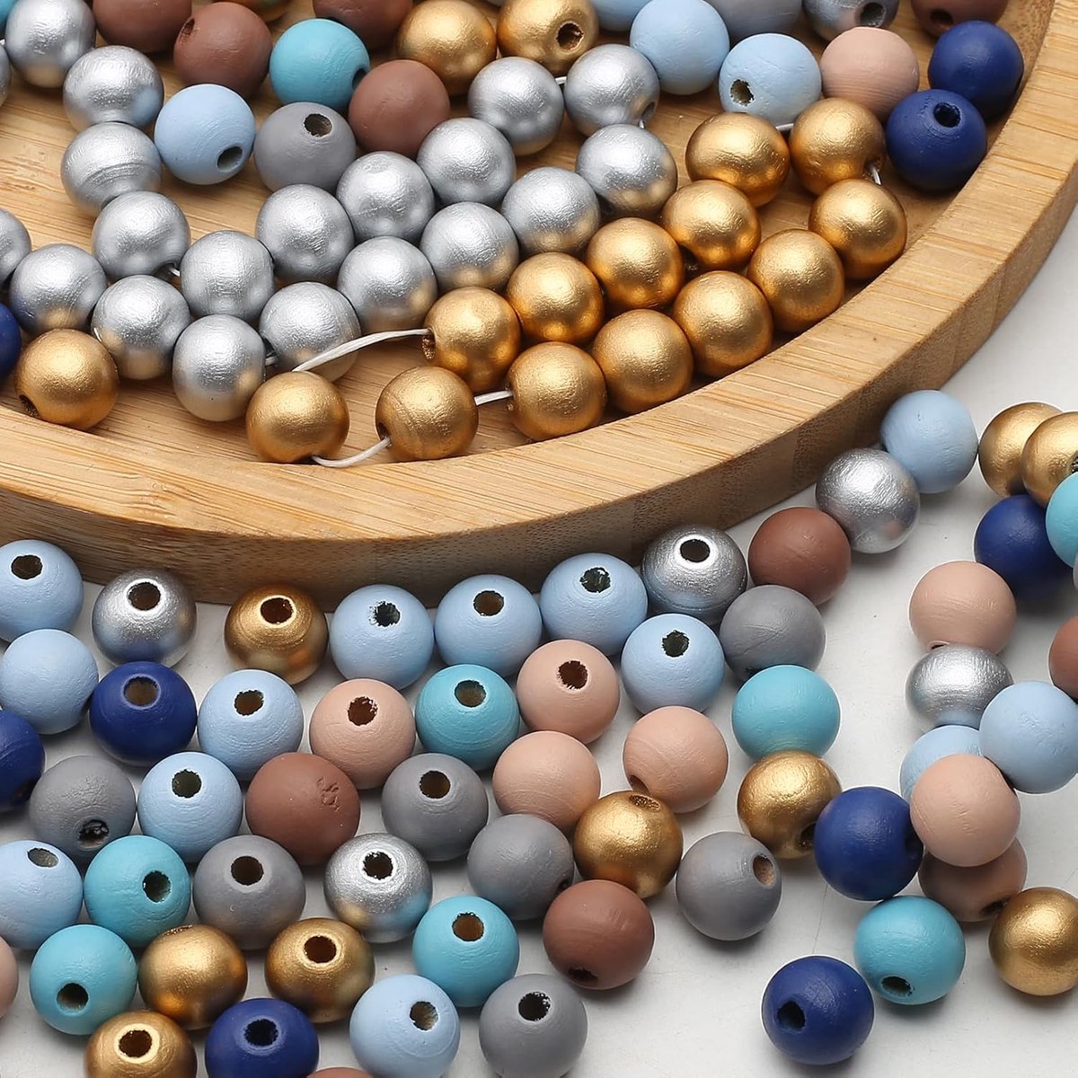Kralen verschillende kleuren natuurlijke houten kralen blauwe festival houten kralen geschilderde houten afstandhouder losse kralen voor doe-het-zelf