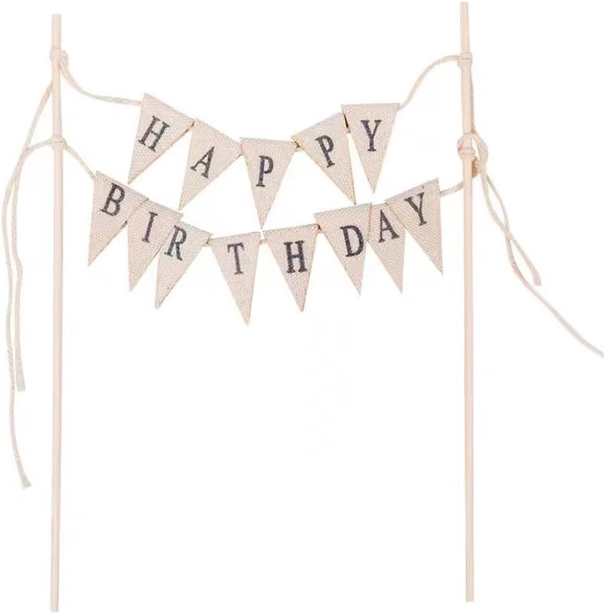 2 Happy Birthday-banners, Happy Birthday taarttoppers, hangende vlaggen voor verjaardag, geschikt voor decoratie, jubileum, verjaardagsfeesten