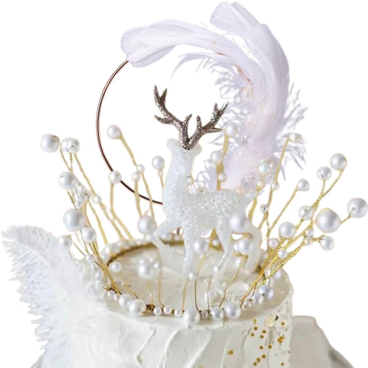 Taarttopper, taartdecoratie, Kerstmis, hertenkrans, engelenvleugels, kristaldecoratie voor taart, verjaardag, verjaardagsfeest