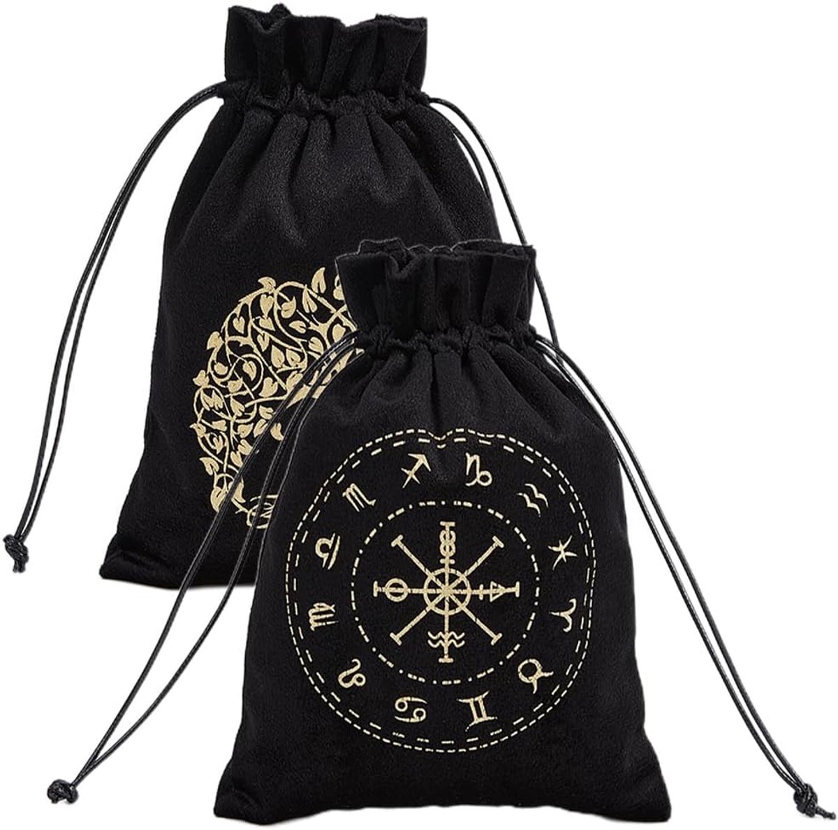 2 stuks tarotzakken fluwelen tarotkaart opslag 12 sterrenbeelden boom van leven tas zakjes houder rune met trekkoorden groot voor kaart kristal sieraden dobbelstenen cadeau Halloween