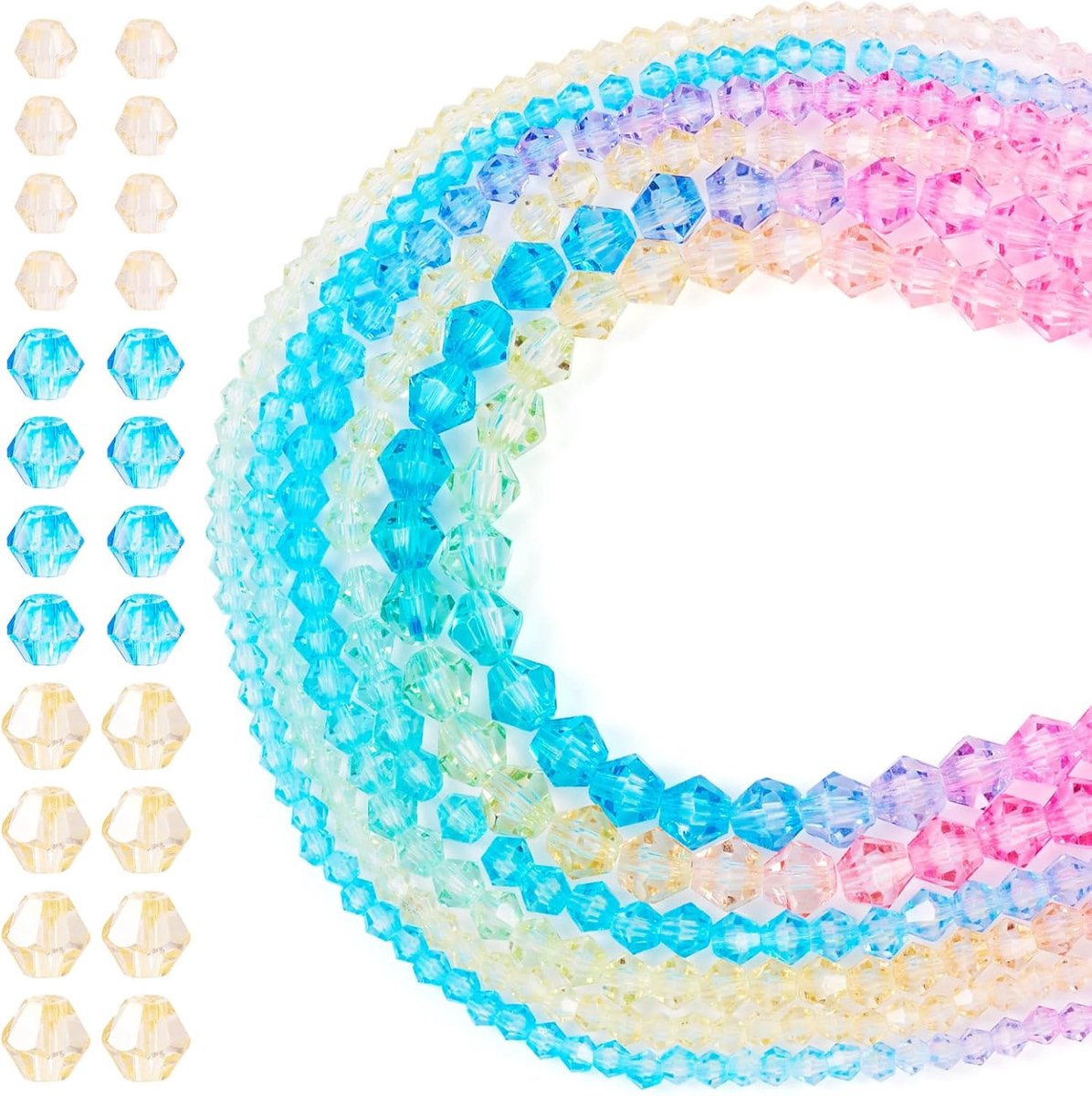 Kralen Strengen Bicone Kristal Kralen Gradiënt Clear Crystal Kralen Iriserende Glas Spacer Kralen voor Sieraden Maken Oorbel Ketting