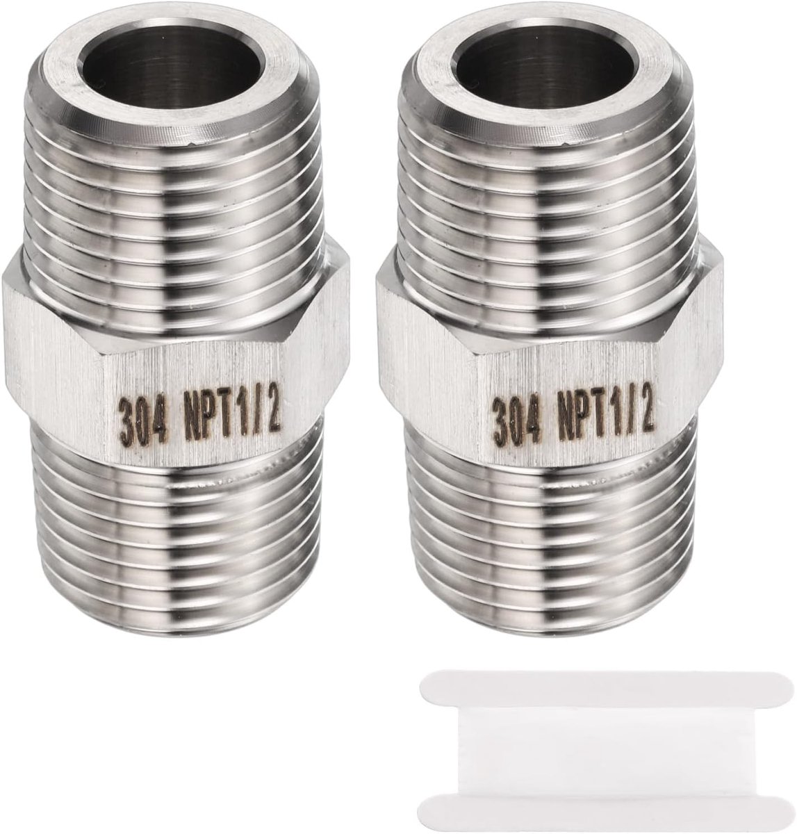2 stuks 304 roestvrij stalen zeskantnippel 1/2" NPT mannelijk x 1/2" NPT mannelijke rechte schroefdraad buisfitting verlengbuisverbinder adapter voor water olie gas slang