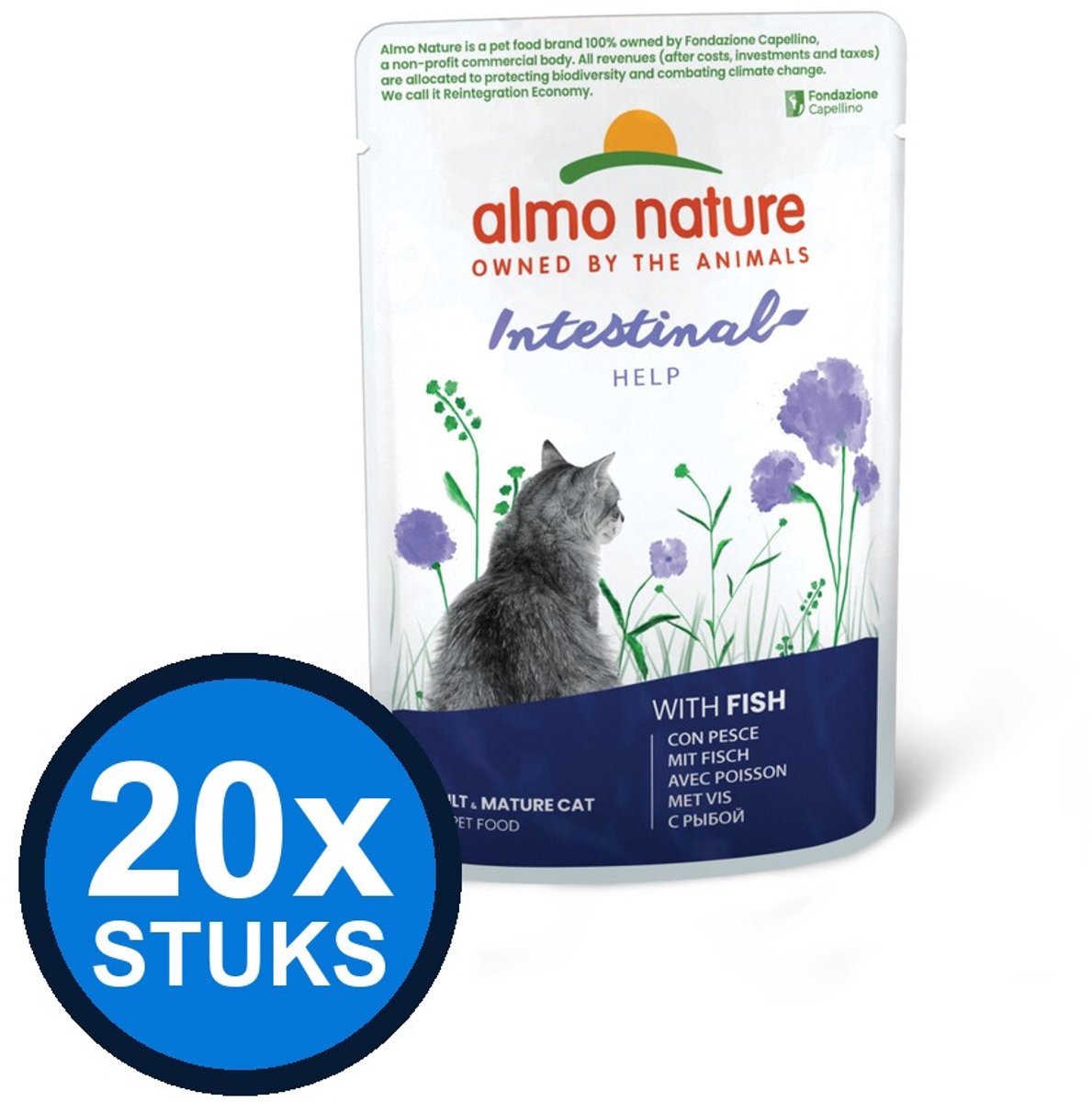 20x Almo Nature Holistic cat pouch sensitive vis 70gr