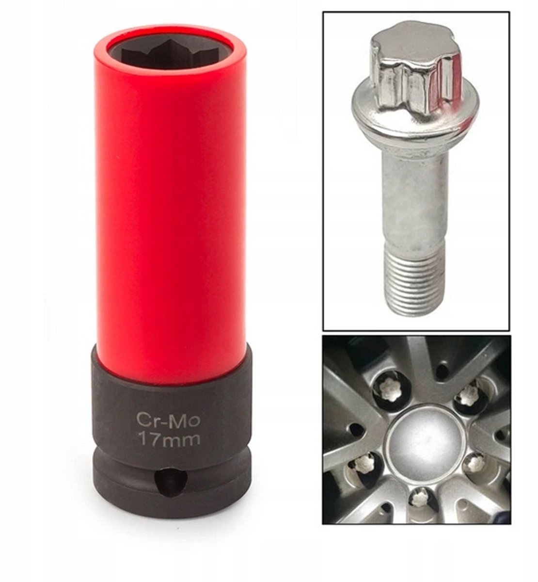 Slagdoppen voor Mercedes velgen 17mm, 1/2" aandrijving, CR-MO staal