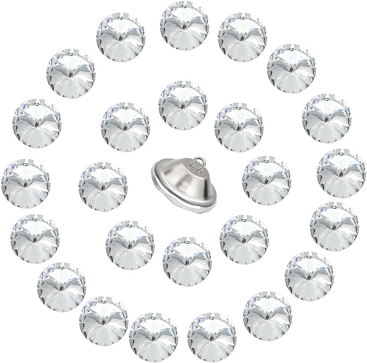 Knopen, 60 stuks, helder, kristal, knopen, strass, kristallen, helder, meubels, strass, ronde knopen, voor bekleding, meubels, accessoires