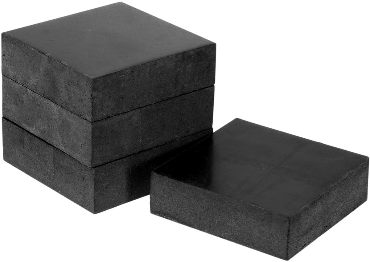 Set van 4 rubberen anti-trillingspads, 9,9 cm, antislip vierkante trillingsdempers voor wasmachine en droger, geluiddempende matten, 3 cm dik