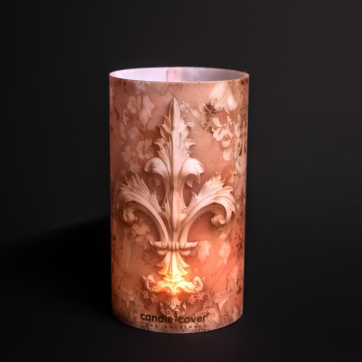 Candle-Cover - Romantic Ornaments - trendy omhulsel voor (oplaadbaar) theelicht en waxinelicht - windlicht - 9 cm rond - 16 cm hoog