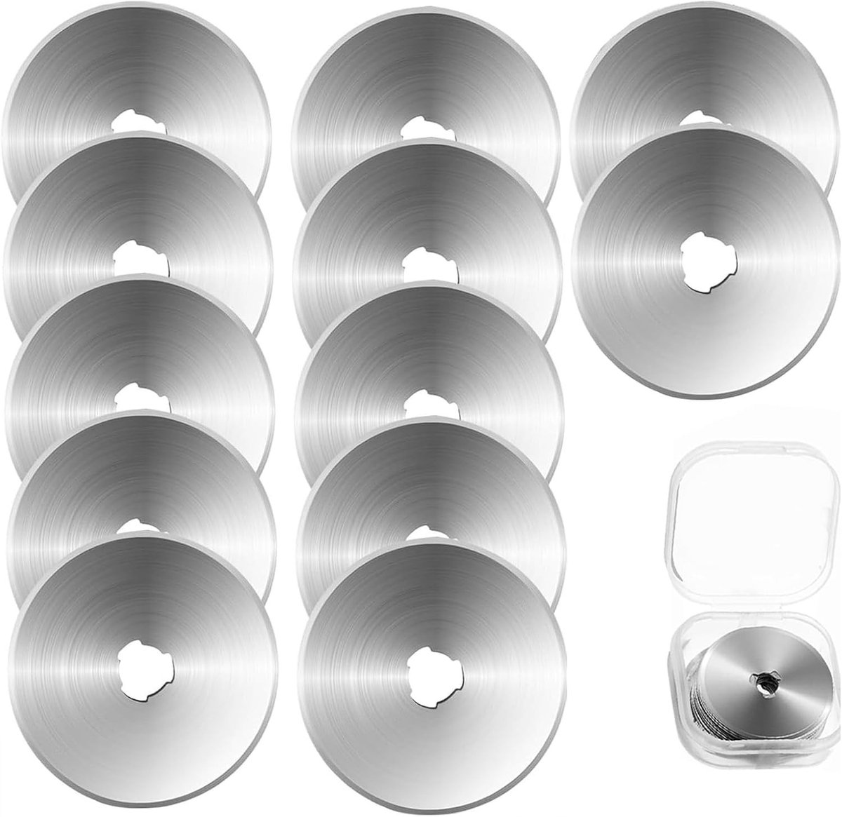 12 Stuks Vervangende Snijbladen voor Rotary Knife, 45mm Ronde Roestvrijstalen Bladen, Ideaal voor Stof, Leer, Papier en Quilten met Opbergdoos