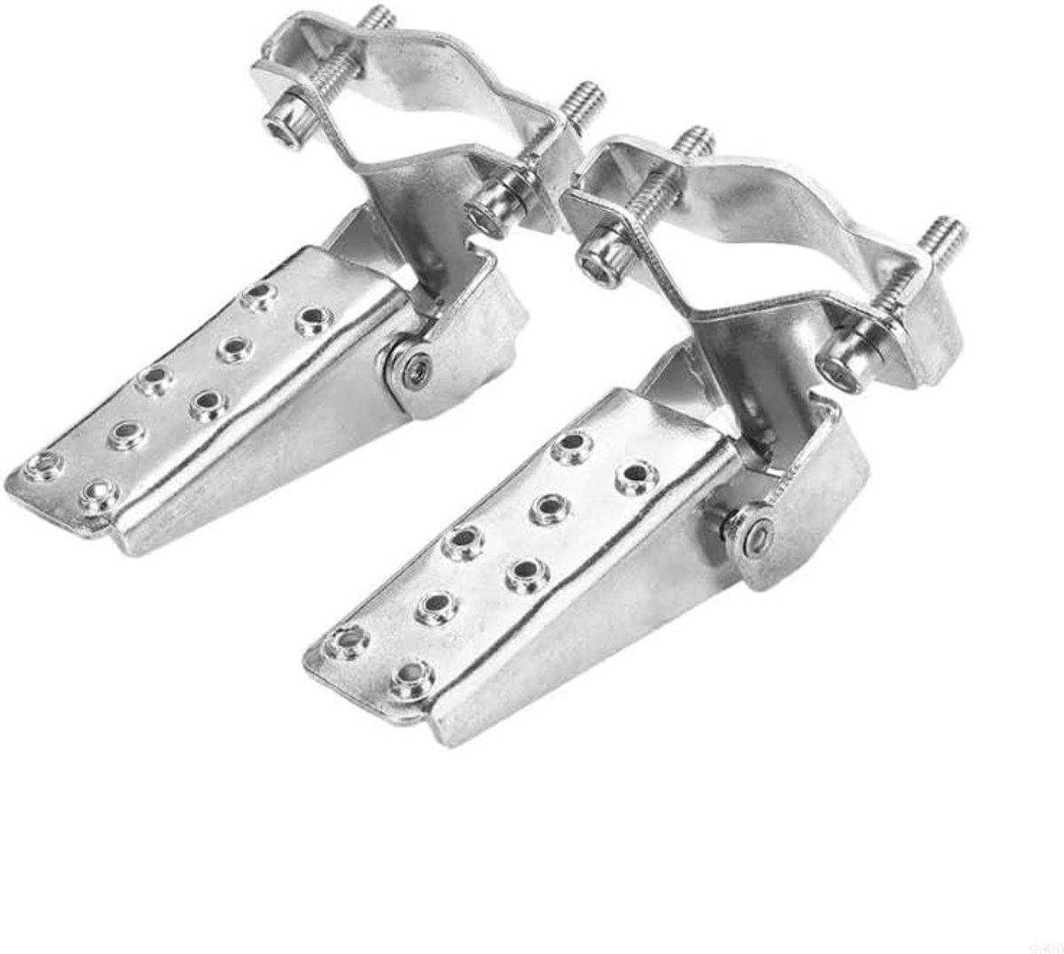 Opvouwbare voetsteunen voor motorfiets - Universele anti-slip pedaalvoetsteunen voor buisdiameter 24-38 mm, 2 stuks, zilver, ideaal voor comfort en veiligheid