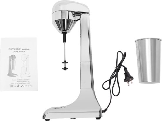 Staande mixer, elektrische melkshaker met 2 snelheden, beker van 500 ml, 100 W, 22000 tpm, elektrische mixer voor smoothies, milkshakes, cocktails — afbeelding 3
