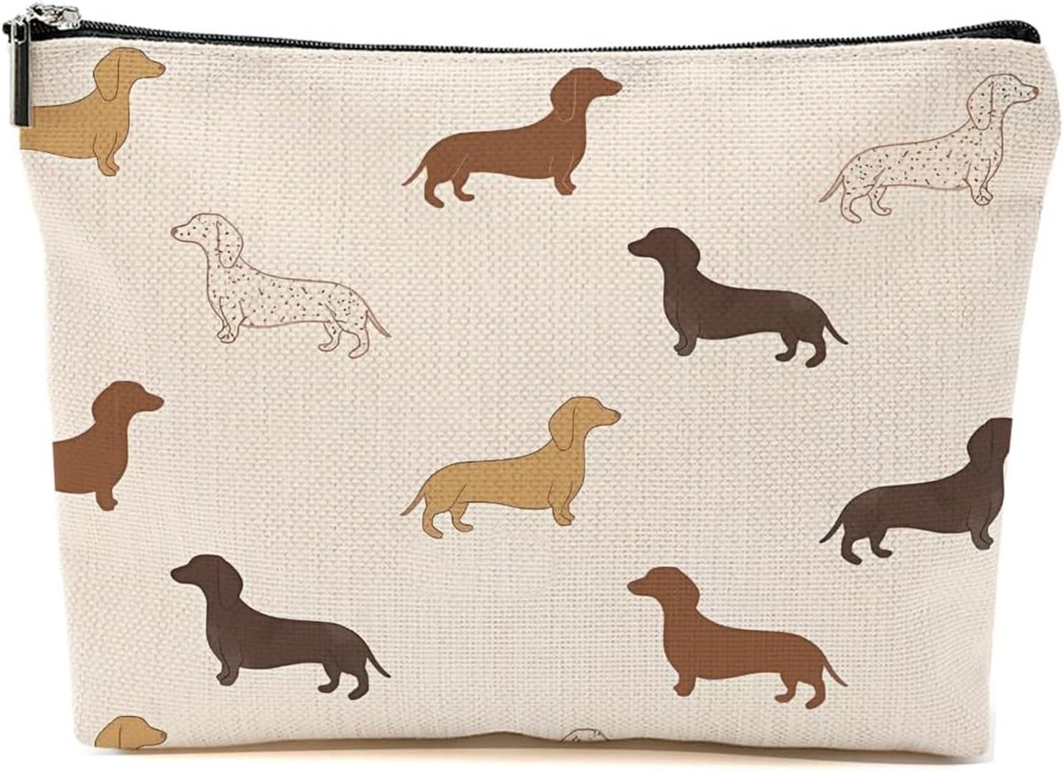 Make-up Tas voor Hondenliefhebbers - Cosmetica Organizer voor Dames, Ideaal voor Reizen en Dagelijks Gebruik, Perfecte Cadeau voor Dachshund Fans