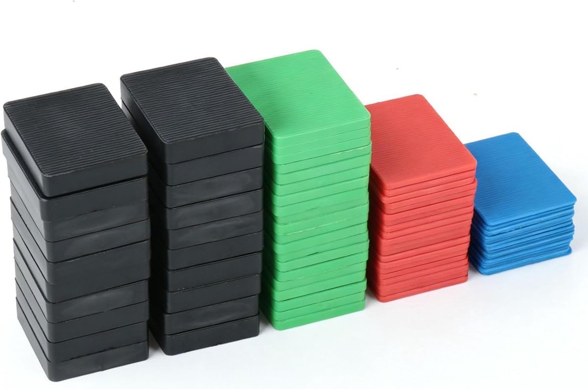 SnelShoppen - Plastic Spacers 80 stuks voor Tegels & Ramen | Set van 80 kunststof basisplaten, glazingsblokken en raamblokken in 4 maten, hoogwaardig