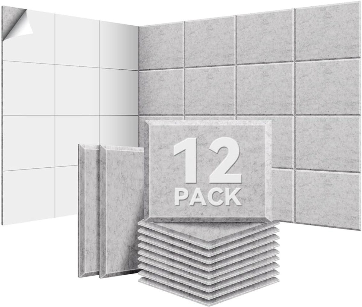 Pack of 12 acoustic panels self-adhesive, 30*40*1 cm, covers 15.40 m² acoustic foam, sound insulation for walls and - ShopVlot