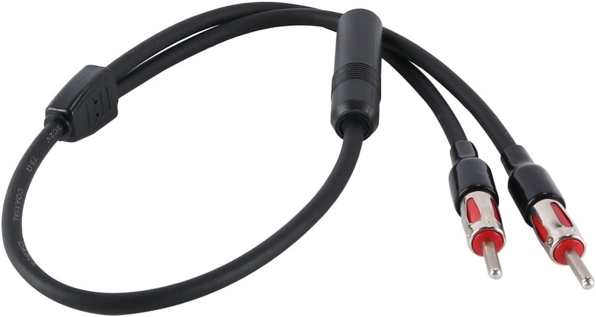 SnelShoppen - Alnicov 1 Vrouwelijke naar 2 Mannelijke Auto Antenne Adapter 49CM Verlengkabel Universele FM AM Radio Connector voor Voertuig Audio Syst
