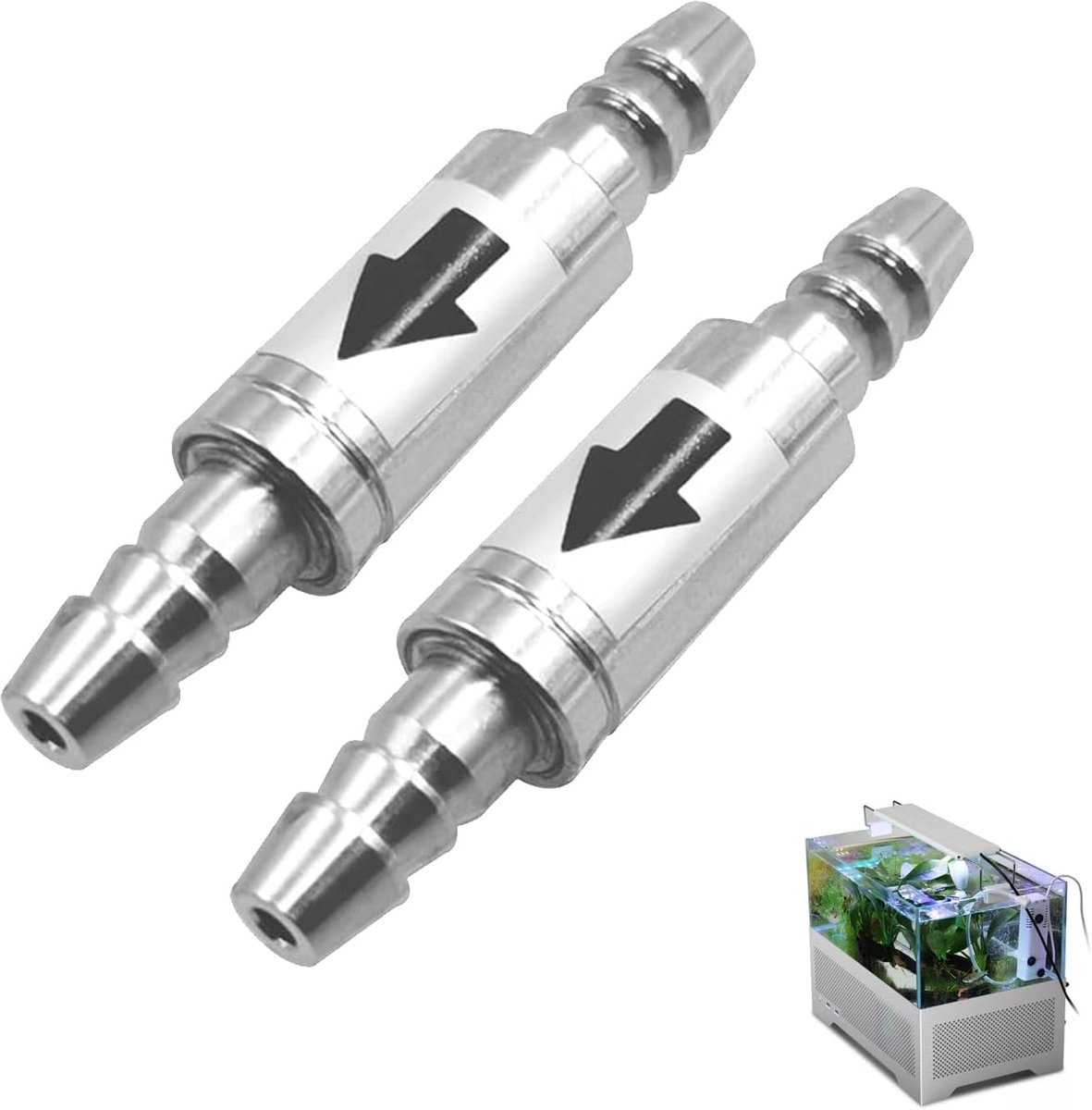 Terugslagventiel Aquarium - CO2 Ventiel Luchtpomp - Aquarium Luchtregeling - Roestvrij Staal - 4 mm - Zilver