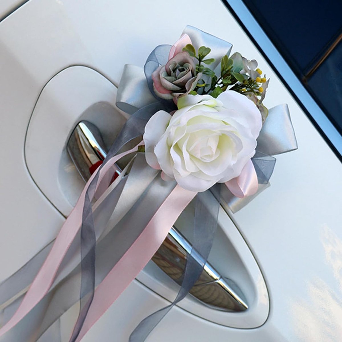 Car decoration wedding car bows wedding car decoration rearview mirror door handle flower decoration flower decoration - ShopVlot