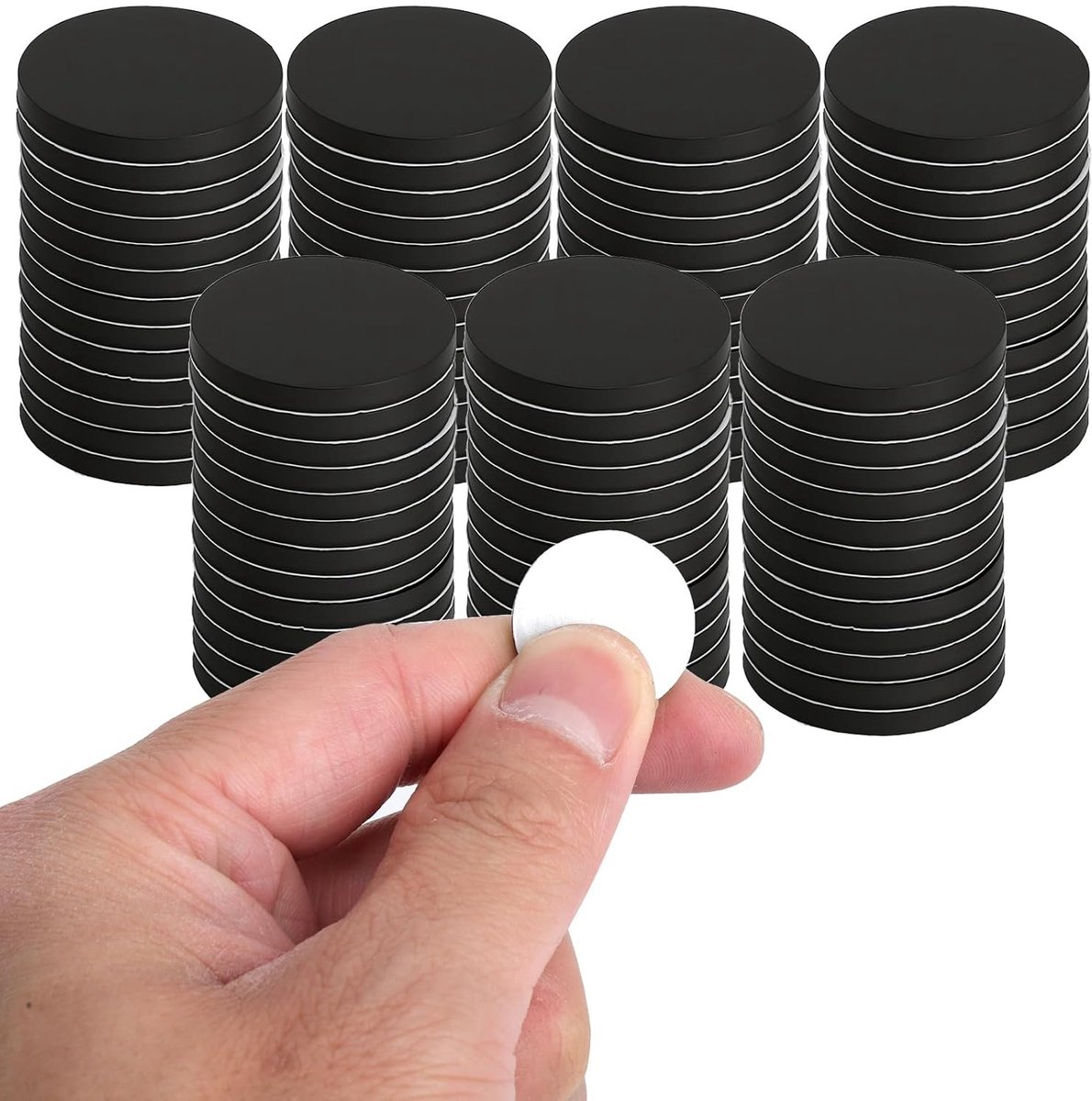 Zelfklevende Magneten - Zwart - 20 mm - Ronde Magneetplaatjes met Kleefoppervlak - Voor Kantoor, School en Knutselen