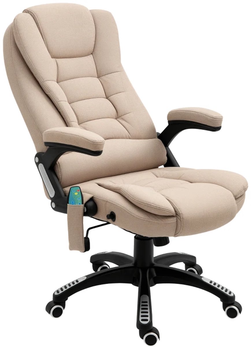 Ergonomische Bureaustoel met Massagefunctie & Verwarming - In Hoogte Verstelbaar - Max. kanteling 130° - 360° Draaibaar - Kantoorstoel - Gamestoel - Volwassenen Stoel - Directiestoel - Computerstoel - Bruin