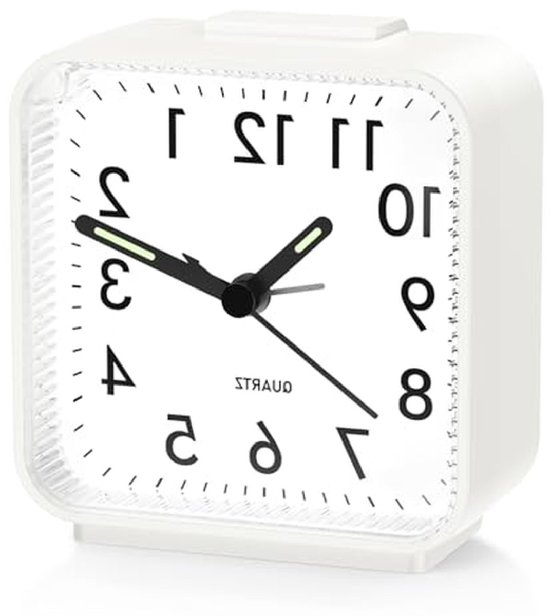 Stille Wekker - Nachtklokje - Rustig Ontwaken - Groot Lichtgevend Display - 7.5 x 7.5 cm - Wit