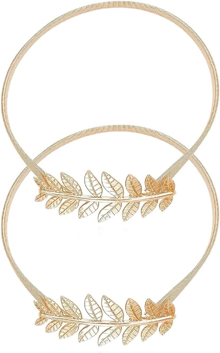 SnelShoppen - Gold Leaf Gordijnstrikjes Verstelbaar Geen Boren Vereist voor Raamdecoratie Slaapkamer Woonkamer 2 Stuks Veer Gordijnstrikjes (19.8cm, A
