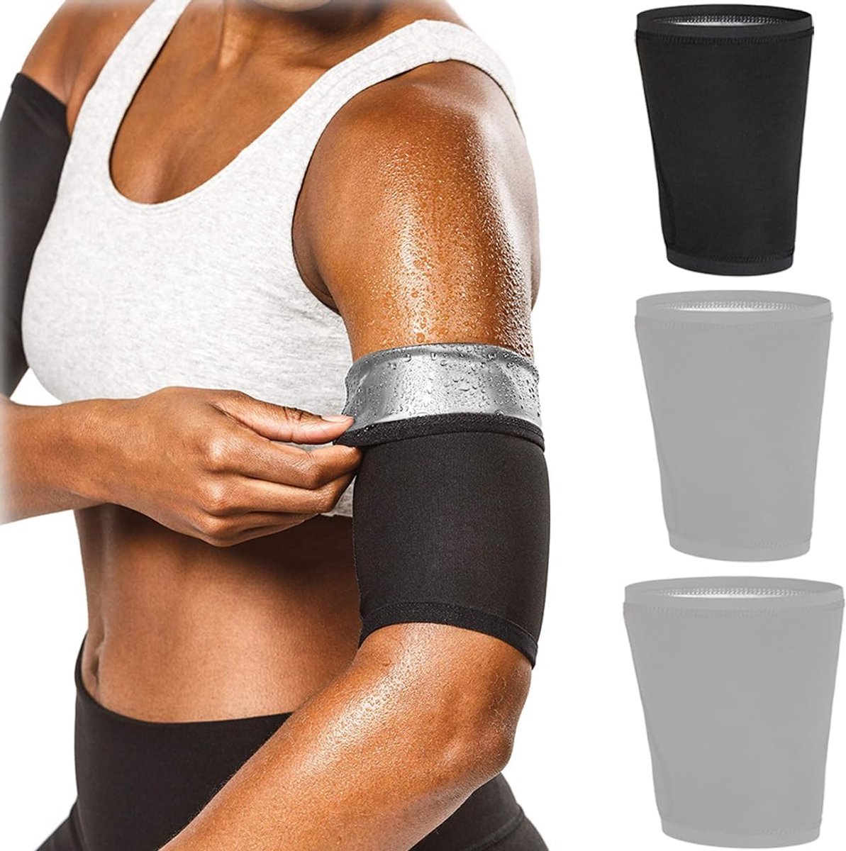 SnelShoppen - Set van 2 Zweetarmbanden, Anti-Zweet voor Sauna Armen, Slankmakend en Verstelbare Sport Trainingsmouwen S/M