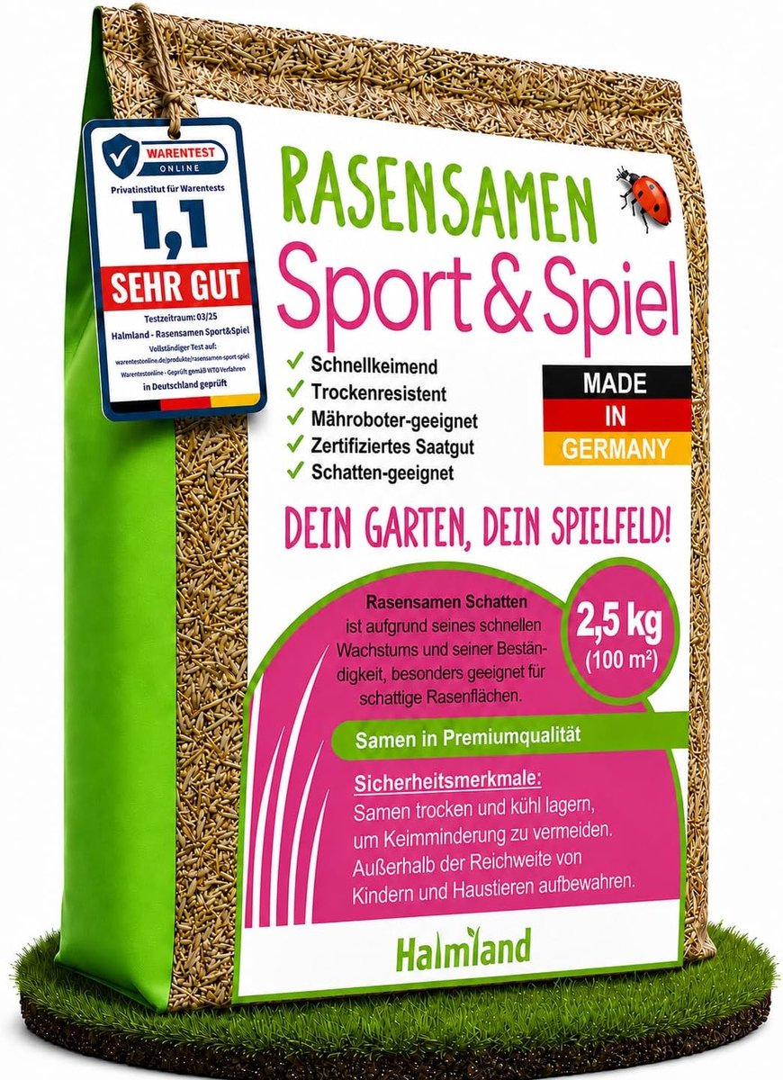 SnelShoppen - Graszaden Snel Groeiende 2.5 kg voor 100 m² - Duurzaam Sport- en Speelgazon - Drought Bestendig Herfst - Voorzaaien, Gazonzaad