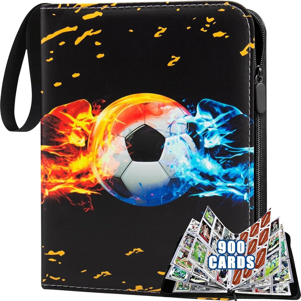 Voetbalkaarten verzamelalbum - Zwart - 50 pagina's - Waterdicht PU-leer - Voor verzamelaars