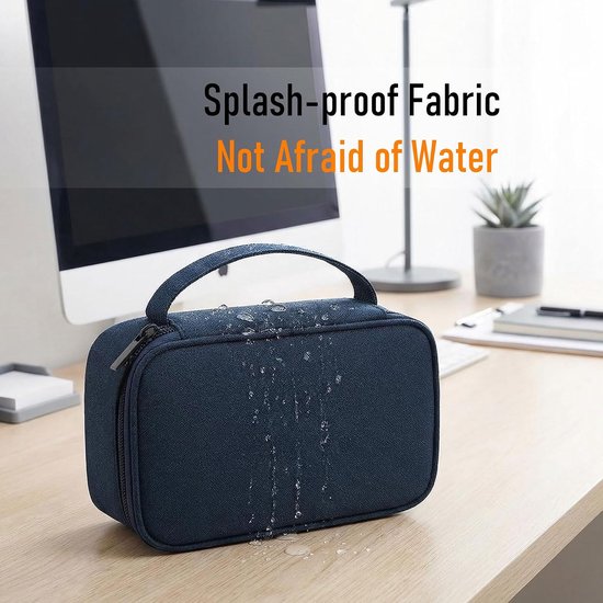 Tech Pouch - Organizer Tas - Elektronica Opbergen - Waterafstotend Canvas - 20 x 12 x 5.3 cm - Donkerblauw — afbeelding 3