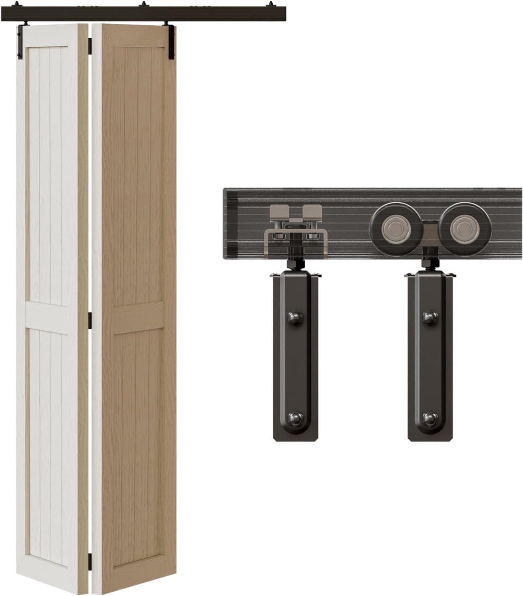 WOLFBIRD Sliding Door Fittings Bifold 0.9 m for Single Sided Hardware System, Suitable for 2-Door Doors with a Total - ShopVlot