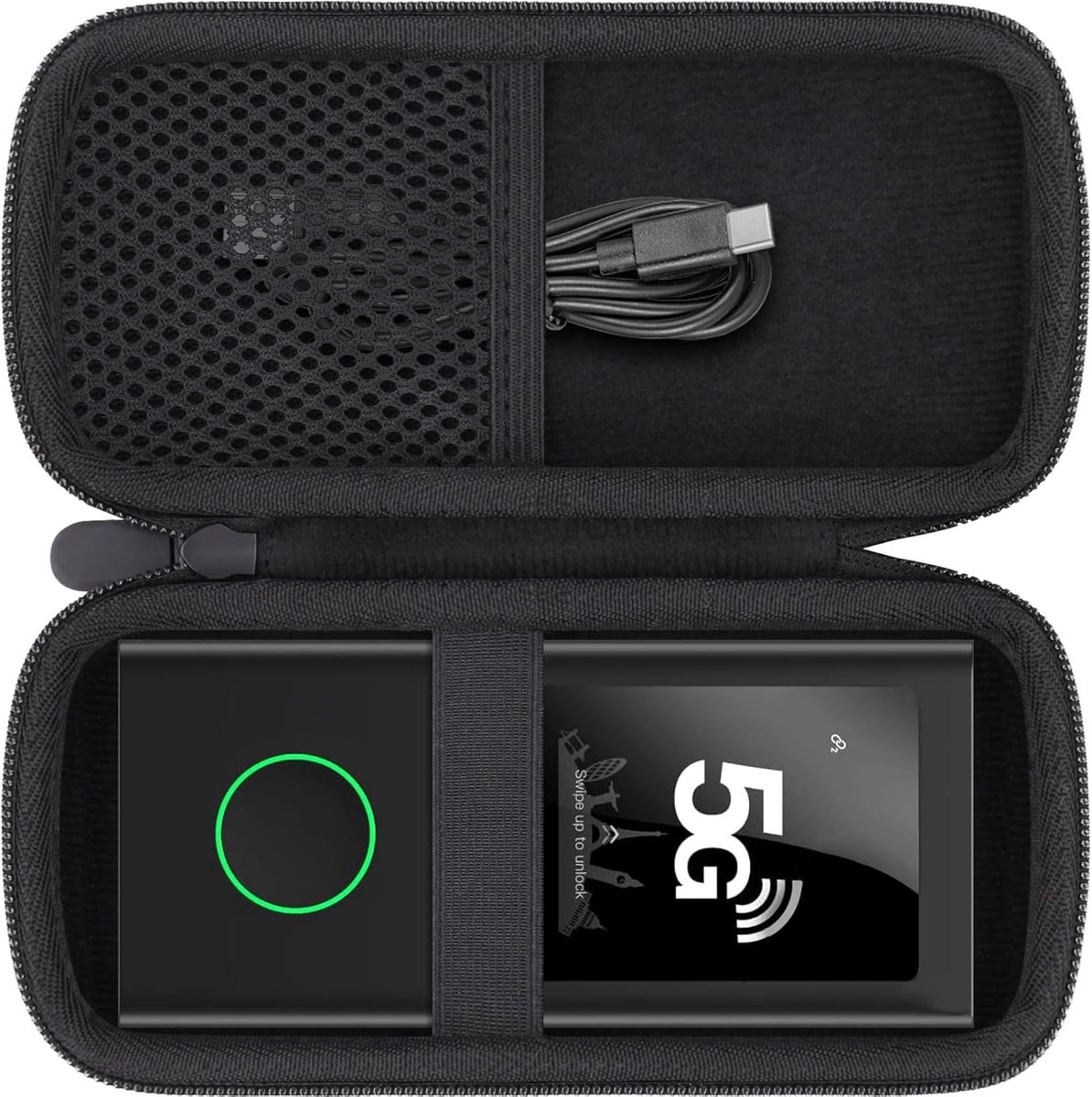 SnelShoppen - Aenllosi Reisbeschermhoes voor Numen Air Draagbare WiFi Hotspot 5G, Zwart, Schokbestendig, Lichtgewicht, Bescherming voor Reizen, Vakant