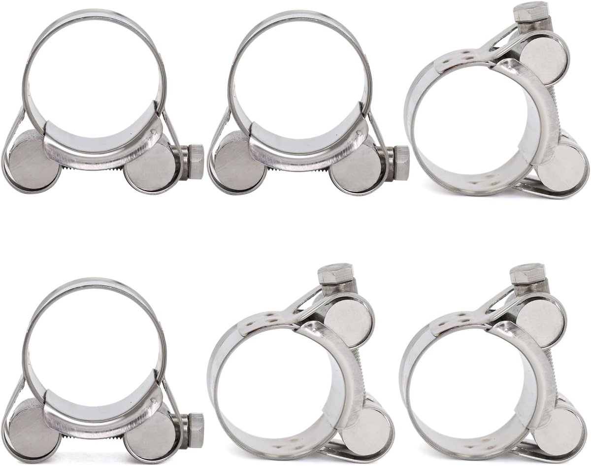 SnelShoppen - 6 Stuks Hinge Bolt Klemmen, RVS Slangklemmen, Sterke Slangklemmen, Spanningsbereik 32-35mm, Bandbreedte 20mm