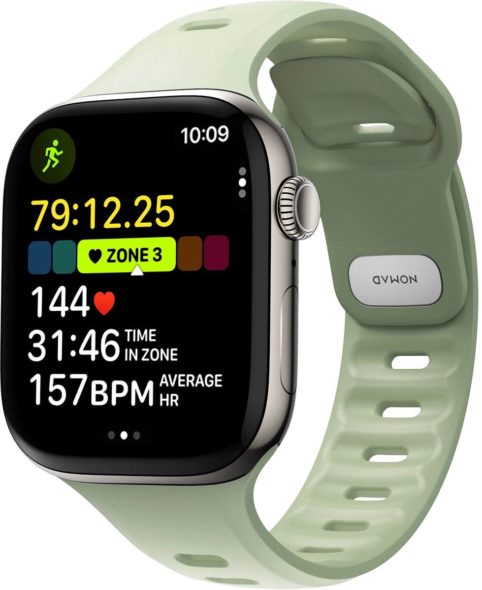 Nomad Tempo Watchband 45-46 mm – Slimme pin-en-tuck sluiting – Duurzaam FKM-rubber – Waterproof voor workouts en dagelijks gebruik - Groen