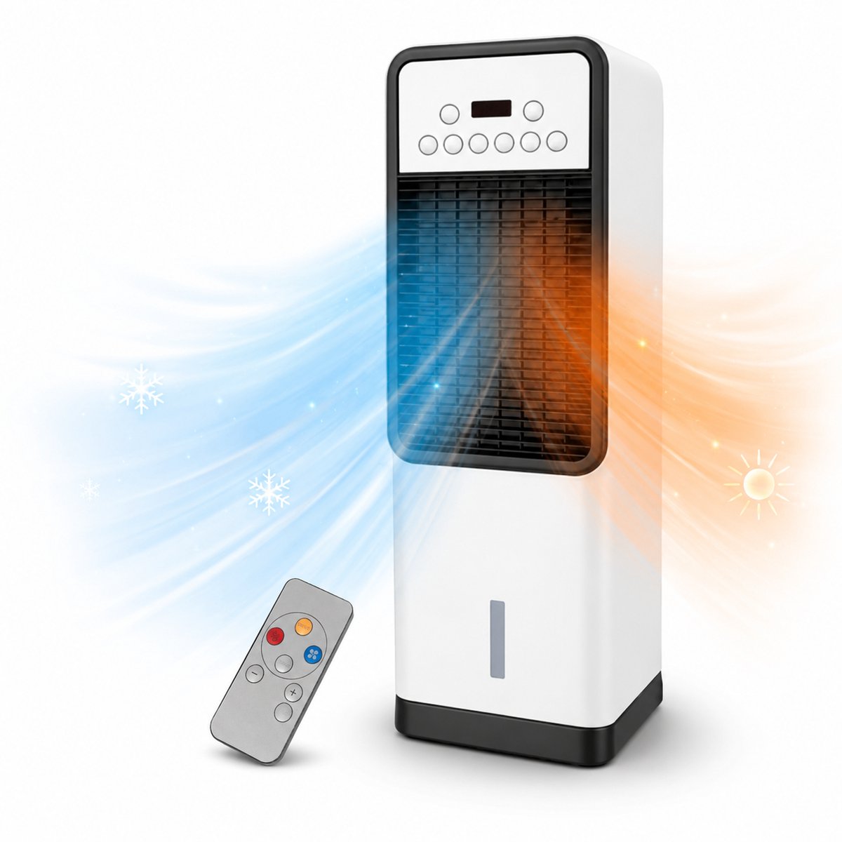 4-in-1 Luchtkoeler & Verwarming – Koelen, Verwarmen, Ventileren en Bevochtigen – 1800W – Afstandsbediening – 2L Watertank