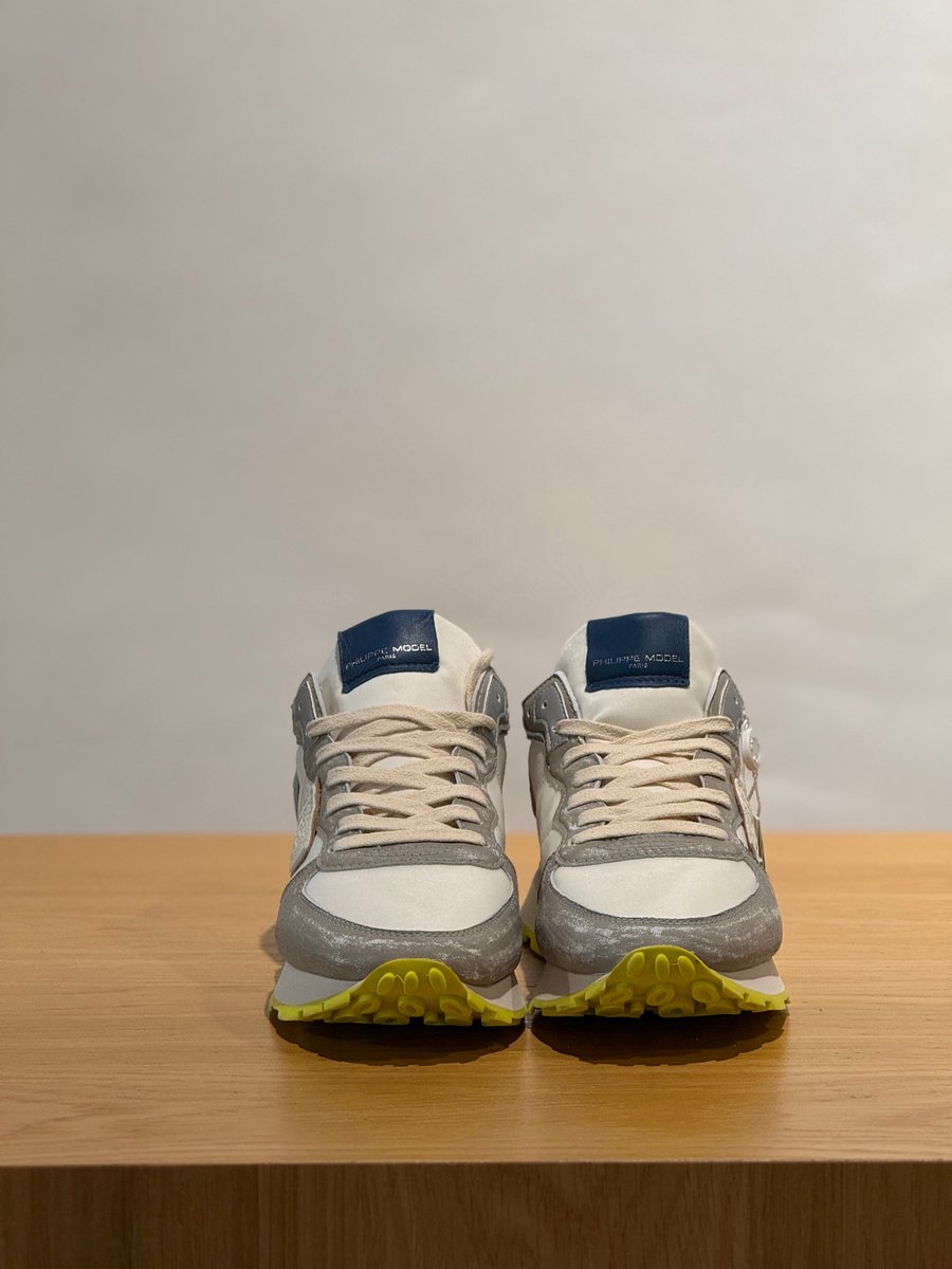 Philippe Model sneakers wit met grijze overlays en fluogele zool voor heren - 41