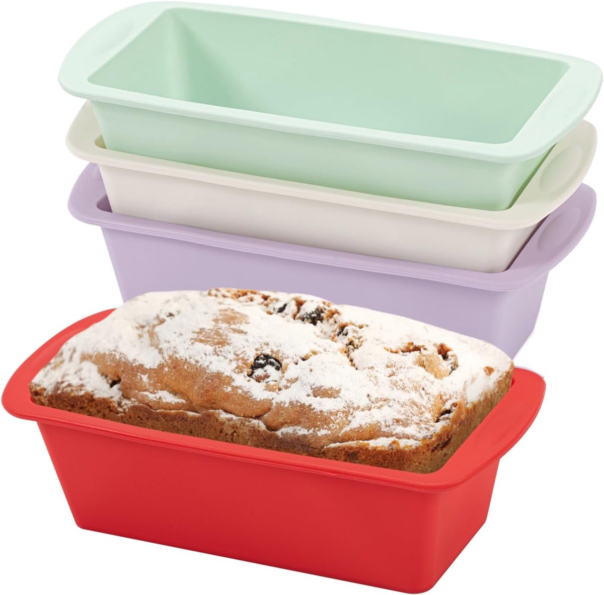 Siliconen toastvorm - 4 stuks - Toastvorm - Antiaanbak siliconen bakvorm - Kleine broodvorm - Rechthoekige bakvorm - Mini airfryer cakevorm accessoires - Afmetingen: 19 x 9,5 x 5,5 cm