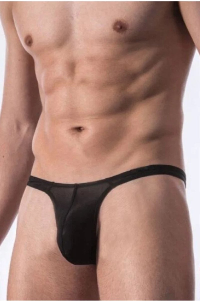 Zwart Transparant Tulle Herenstring Elastische Fit XS tot XL Comfortabele Onderbroek