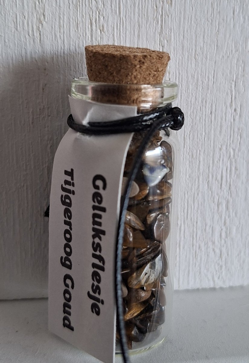 Geluksflesje met "Tijgeroog Goud"