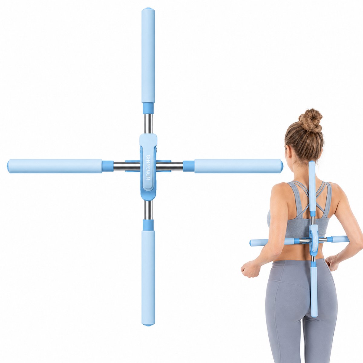Houdingsstick - Uitschuifbare Yoga Rugcorrector - Hulpmiddel voor Stretchen en Recht Trekken van de Rug - Blauw
