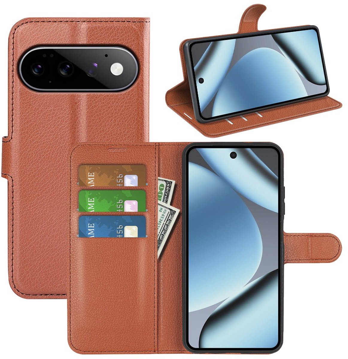 MobyDefend Hoesje - Geschikt voor Google Pixel 11 Pro - Kunstleren Wallet Book Case (Sluiting Voorkant) - Bruin