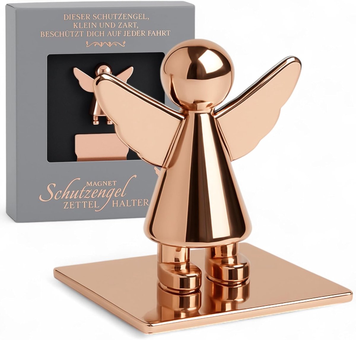 SnelShoppen - MIJOMA Magnetische Bewaakengel, Notitiehouder voor in de Auto - Ideaal voor Notities, Parkeerkaarten, 3 cm (Roségoud)