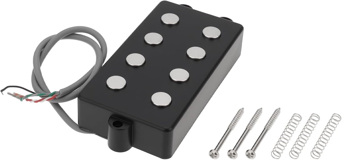 SnelShoppen - 4-Snarige Elektrische Bas Pickup Set met 3 Veertjes en 3 Schroeven voor Snelle Installatie, Compatibel met Bas Gitaren, Helder Geluid, P