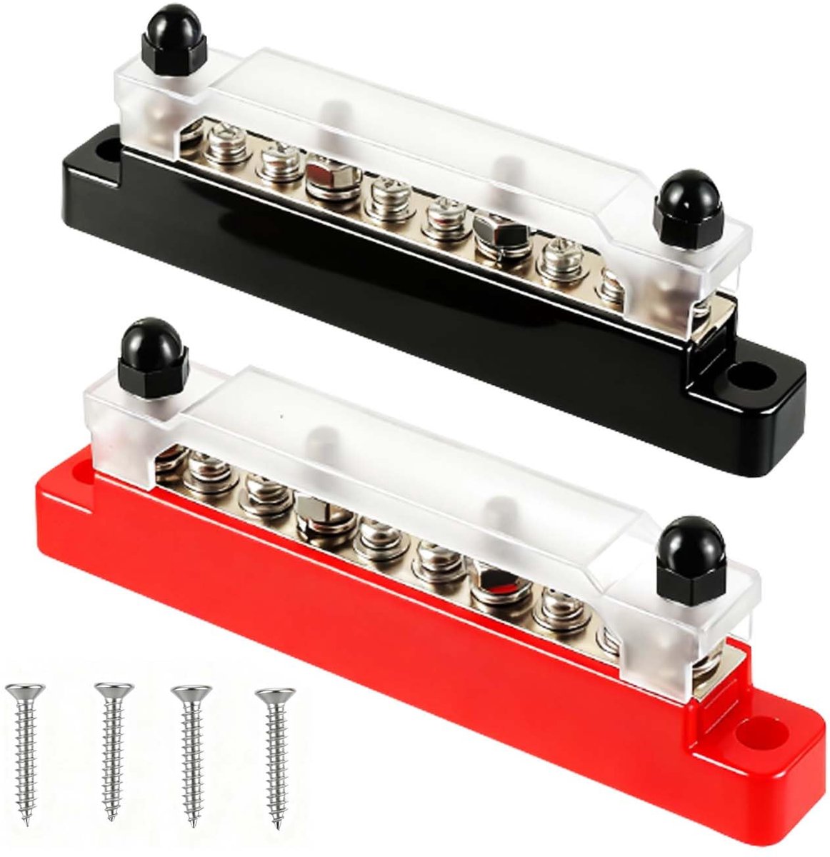SnelShoppen - Distributor Block voor Verzamelrails, 12 V-48 V DC, 150 A Voedingsdistributiebalk met 6 x M4 Klembouten en 4 x M6 Klembouten voor Auto,