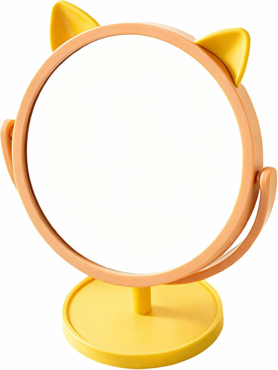 Make-up spiegel 15 cm - Kattenoren ontwerp - 180° draaibaar - Perfect voor badkamer en reizen - ShopVlot